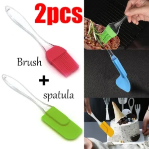 2 Pair (4PCS) – Spatula & BBQ Oil Brush – Silicone Acrylic Transparent Spatula – Silicone Acrylic Transparent Brush