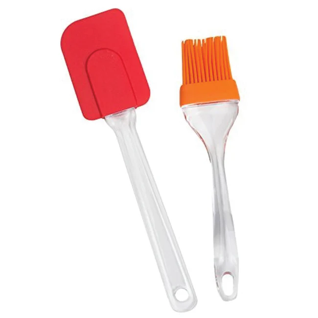 2 Pair (4PCS) – Spatula & BBQ Oil Brush – Silicone Acrylic Transparent Spatula – Silicone Acrylic Transparent Brush - Image 4