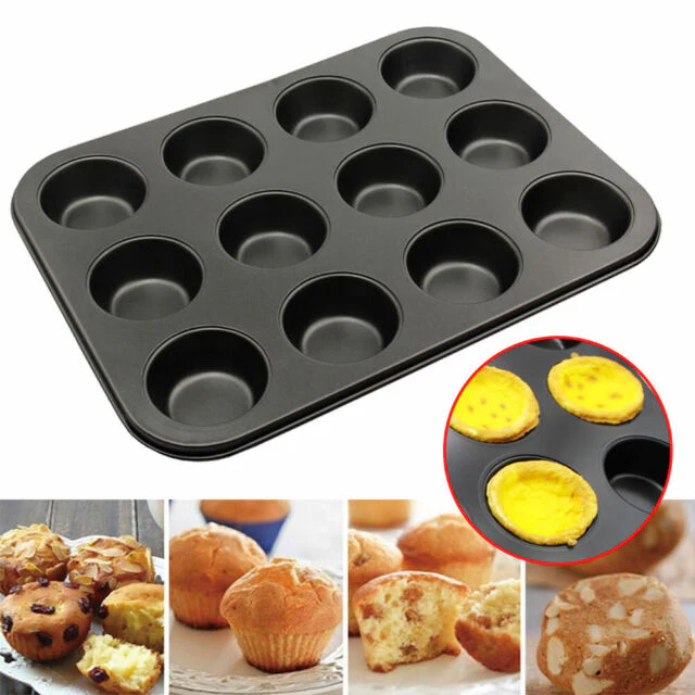12 Hole Cupcake Tray, Muffin Pan non stick cupcake baking pan kitchen utensil - Image 4