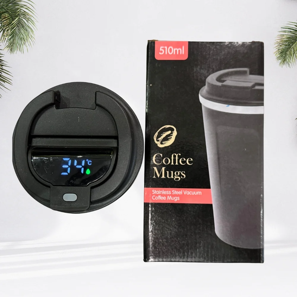 Black 510ML Stainless Steel Vacuum Insulated Thermos Flask Travel Mug with Temperature Display - Image 3