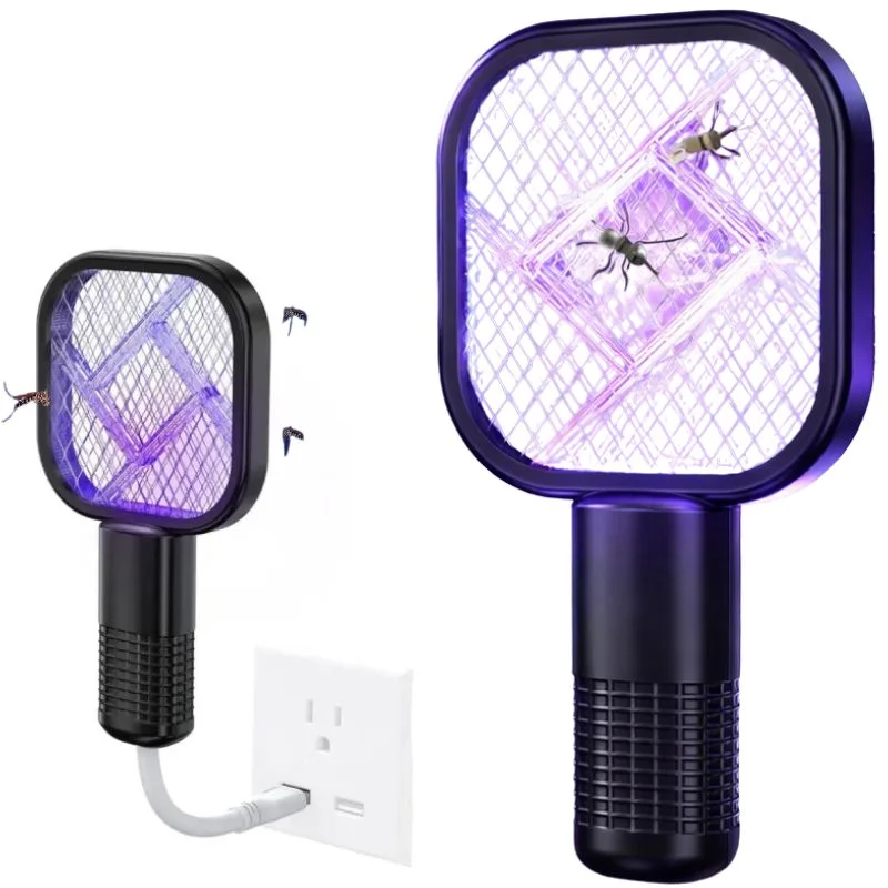Portable Mini Mosquito Swatter | USB Rechargeable Electric Bug Zapper with LED Night Light | Random color - Image 2