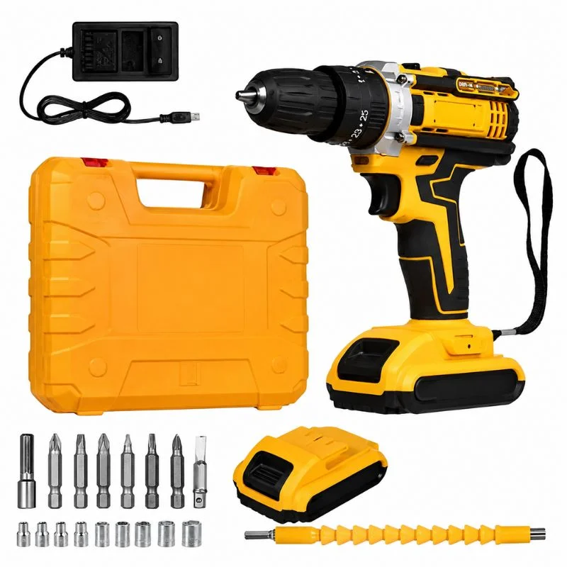 Cordless Drill Machine Kit with 2 Batteries & 26 Accessories | Portable Rechargeable Impact Drill Set - Image 2